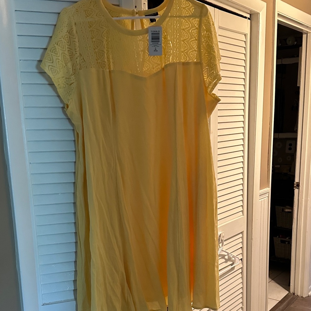 Torrid Yellow Lace Yoke Summer Dress